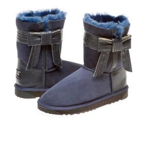 UGG Australia Double Face Sheepskin Leather Side Bow Ugg Boots Size 7
